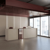 Limpid Modern Wooden Reception Counter Desk with LED Lightbox